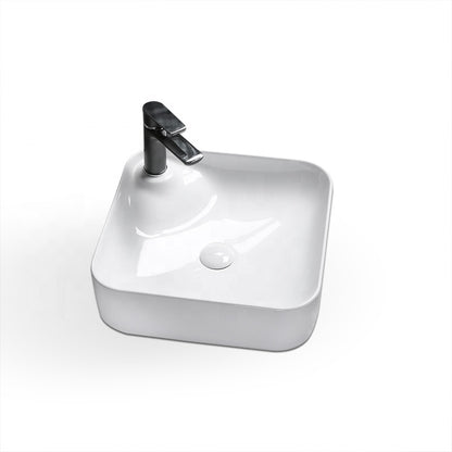 Art-of-Baan® Design Keramik Aufsatzwaschbecken - mit Lotus Effekt - eckig - weiß - 425 x 425 x 120 mm