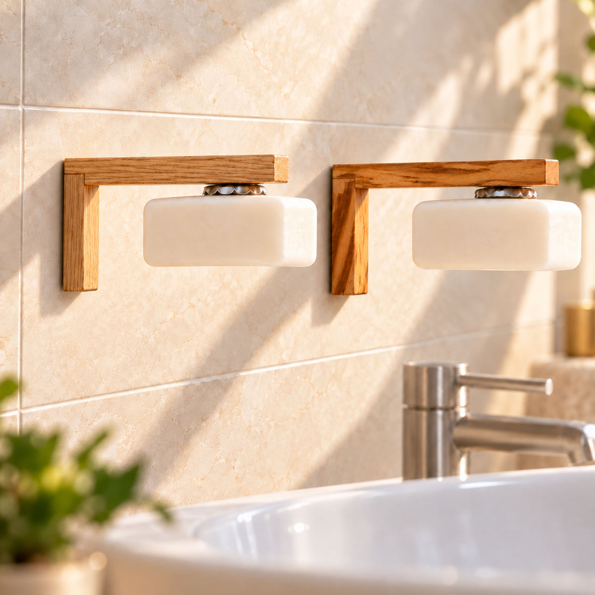 Seifenhalter aus Holz zum Kleben mit Magnet– Eiche oder Olive