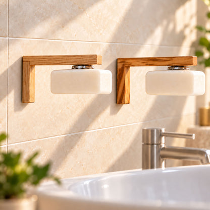 Seifenhalter aus Holz zum Kleben mit Magnet– Eiche oder Olive