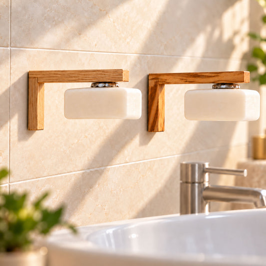 Seifenhalter aus Holz zum Kleben mit Magnet– Eiche oder Olive