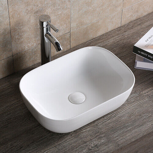 Design Handwaschbecken Aufsatz Waschbecken 500 x 400 x 140 mm in weiß mit Lotus Effekt