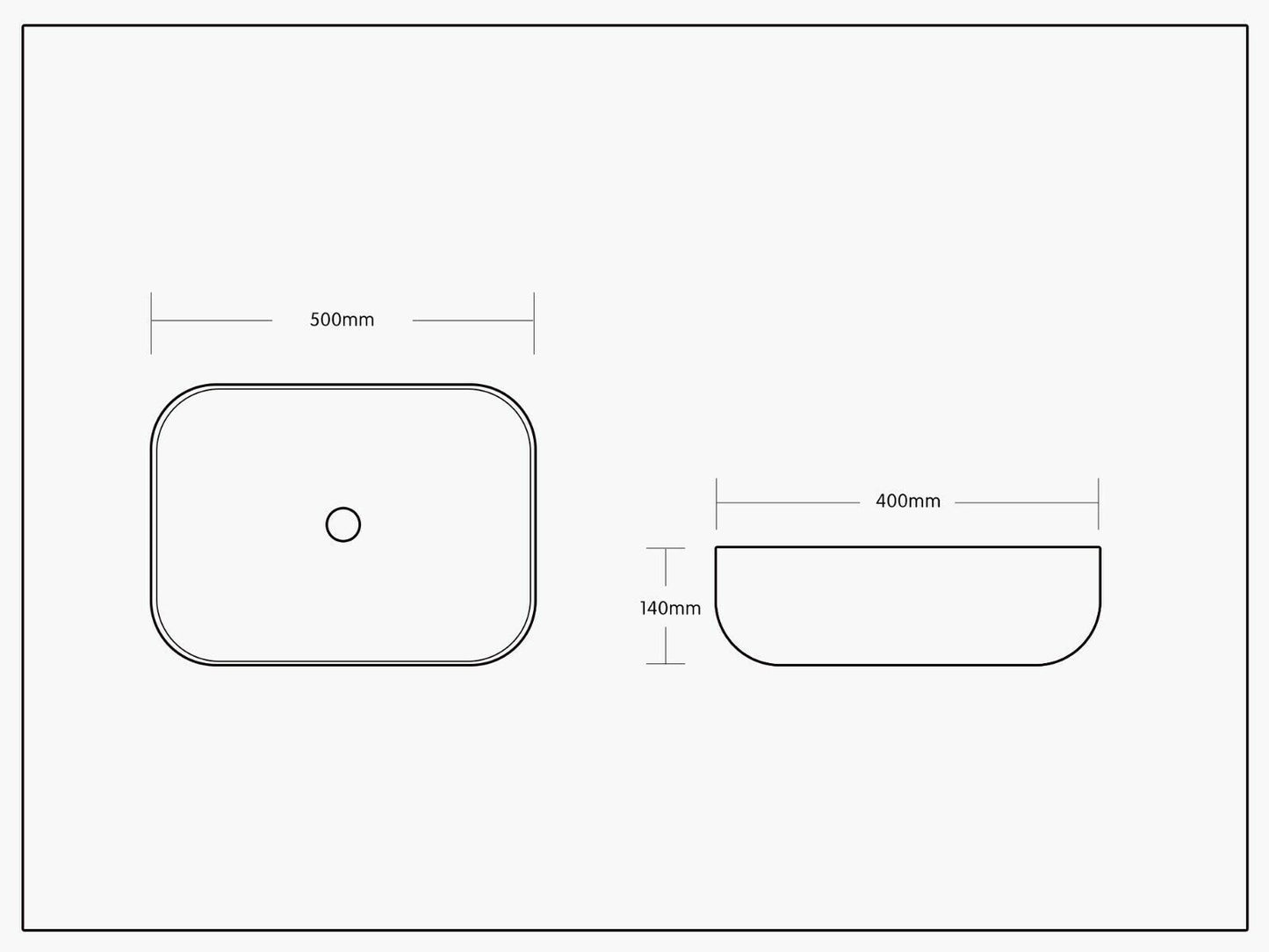 Design Handwaschbecken Aufsatz Waschbecken 500 x 400 x 140 mm in weiß mit Lotus Effekt