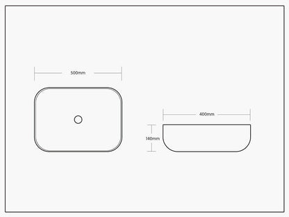 Design Handwaschbecken Aufsatz Waschbecken 500 x 400 x 140 mm in weiß mit Lotus Effekt