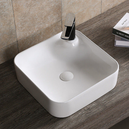 Art-of-Baan® Design Keramik Aufsatzwaschbecken - mit Lotus Effekt - eckig - weiß - 425 x 425 x 120 mm