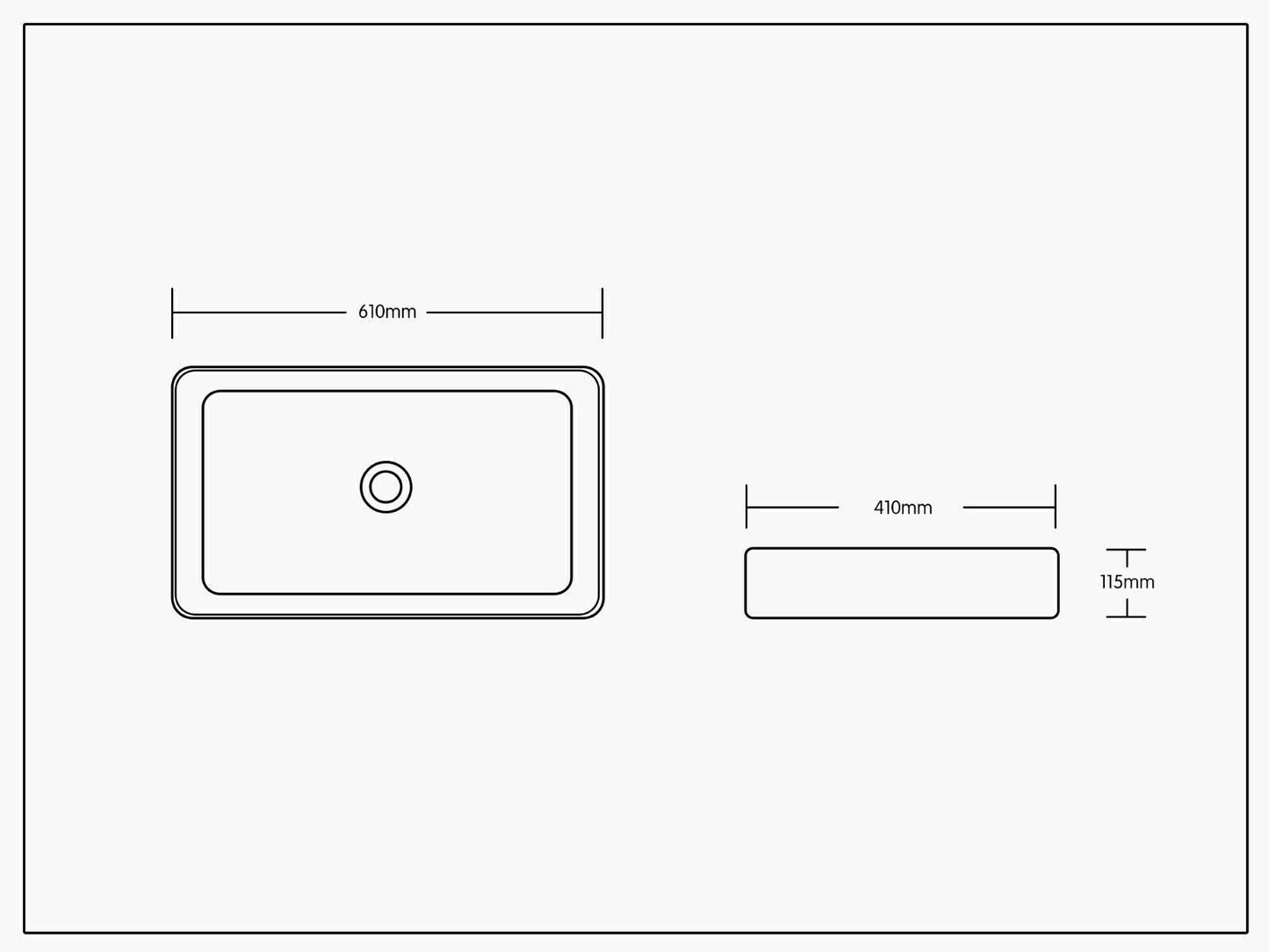 Design Aufsatzwaschtisch aus Keramik in Hochglanz weiß  610 x 410 x 115 mm