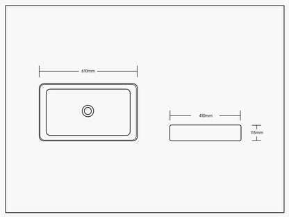 Design Aufsatzwaschtisch aus Keramik in Hochglanz weiß  610 x 410 x 115 mm