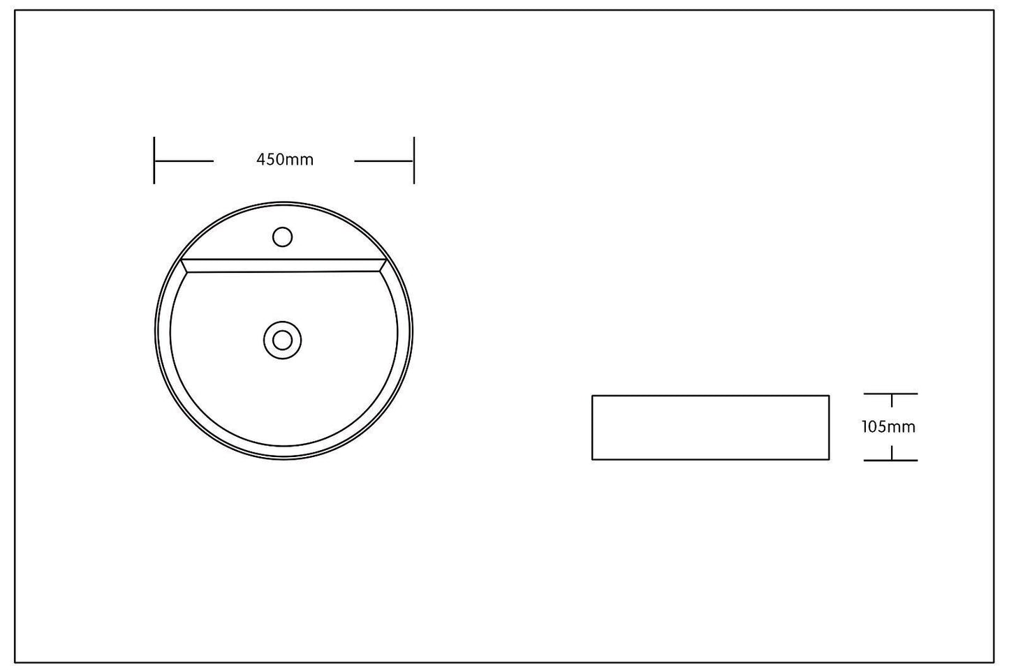 Aufsatz-Waschbecken Waschbecken Handwaschbecken Waschschale Rund 450 x 450 x 110 mm