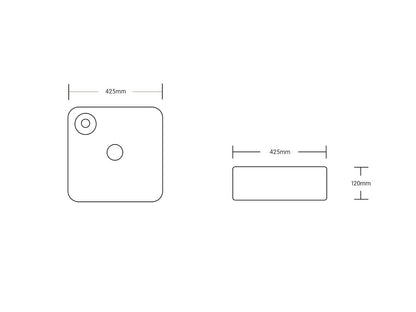 Art-of-Baan® Design Keramik Aufsatzwaschbecken - mit Lotus Effekt - eckig - weiß - 425 x 425 x 120 mm