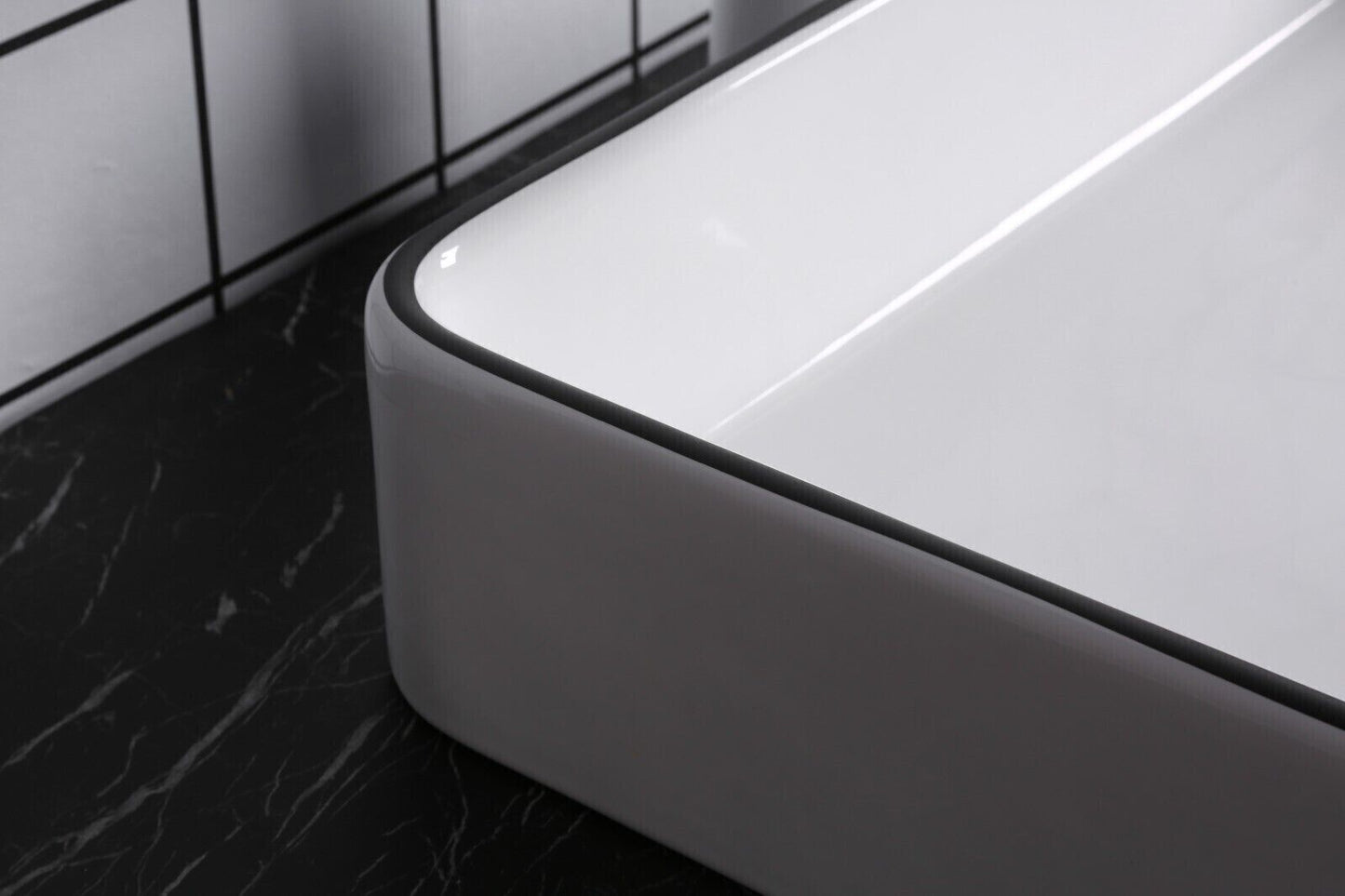 Design Aufsatzwaschtisch aus Keramik in Hochglanz weiß  610 x 410 x 115 mm