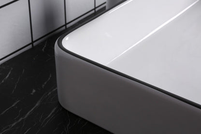 Design Aufsatzwaschtisch aus Keramik in Hochglanz weiß  610 x 410 x 115 mm