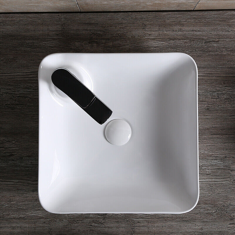 Art-of-Baan® Design Keramik Aufsatzwaschbecken - mit Lotus Effekt - eckig - weiß - 425 x 425 x 120 mm