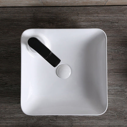 Art-of-Baan® Design Keramik Aufsatzwaschbecken - mit Lotus Effekt - eckig - weiß - 425 x 425 x 120 mm