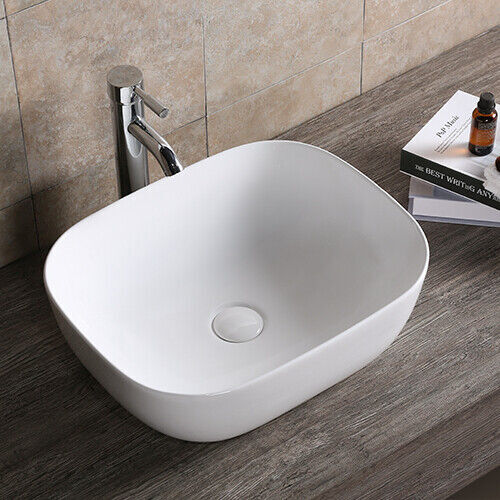 Design Handwaschbecken Aufsatz Waschbecken 500 x 400 x 140 mm in weiß mit Lotus Effekt