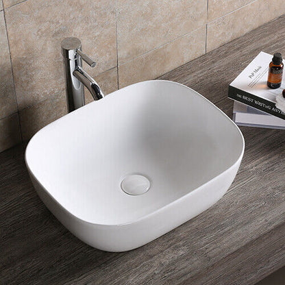 Design Handwaschbecken Aufsatz Waschbecken 500 x 400 x 140 mm in weiß mit Lotus Effekt