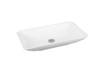 Aufsatzwaschbecken Keramik eckig 58,5x36,5 cm – schmales Waschbecken weiß mit Lotus-Effekt | platzsparend & modernes Design