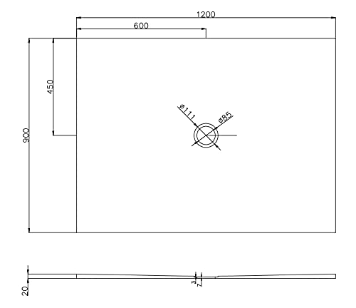 Art-of-Baan® Duschwanne aus Sanitär-Acry inkl. Ablaufgarnitur - befliessbar - 120 x 90 cm