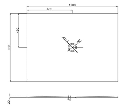 Art-of-Baan® Duschwanne aus Sanitär-Acry inkl. Ablaufgarnitur - befliessbar - 120 x 90 cm