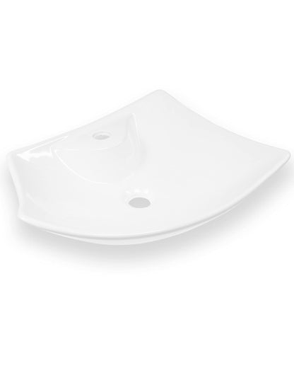 Art-of-Baan® Premium Waschbecken eckig - Hochglanz Aufsatzwaschbecken - Keramik-Becken für Waschtisch - Waschschale weiß - 485 x 385 x 140 mm