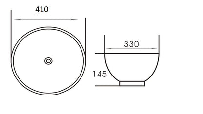 Art-of-Baan® Design - Waschbecken aus Keramik mit Lotus-Effekt in weiß - 410 x 330 x 140 mm