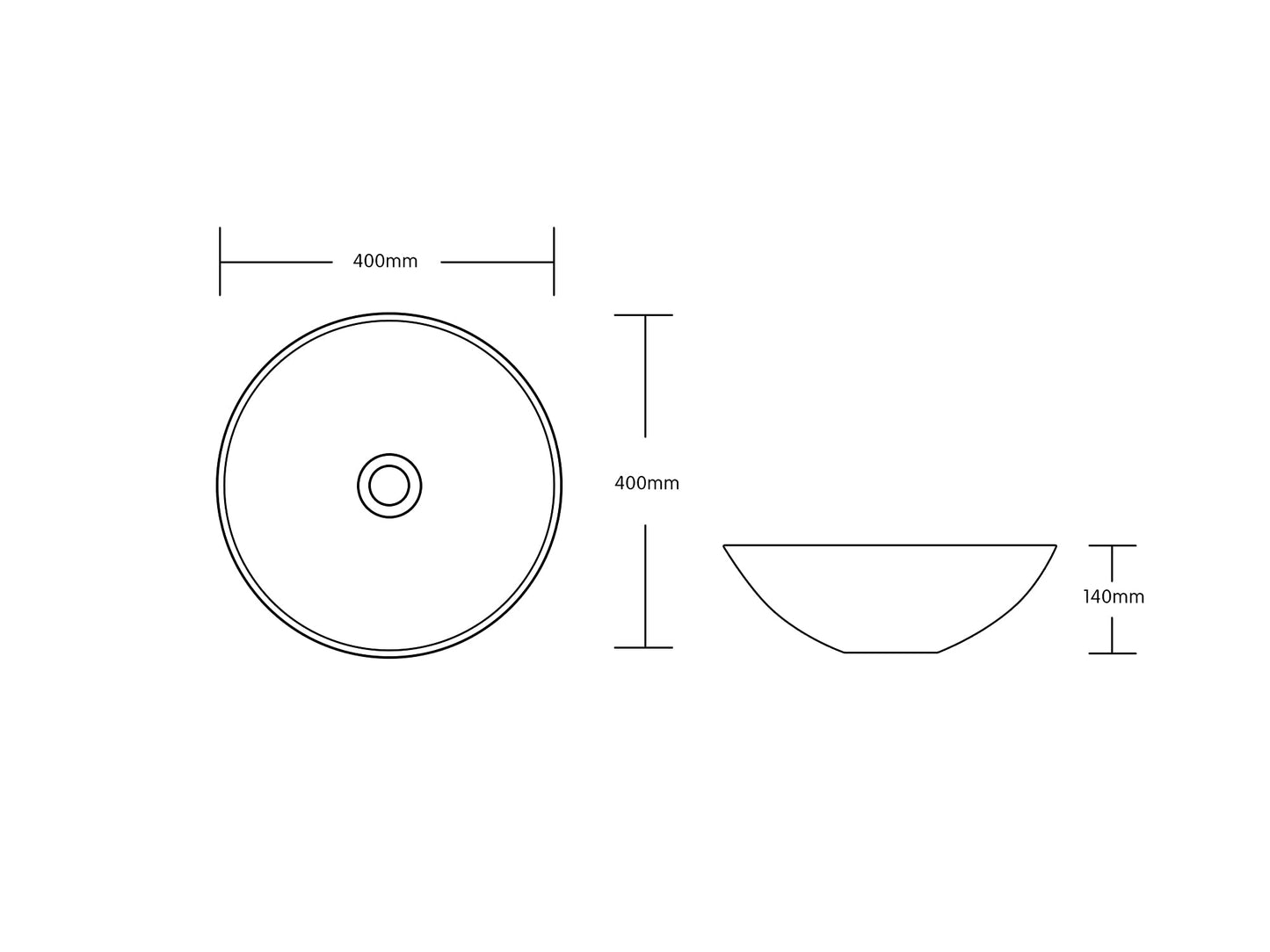 Art-of-Baan® Edles Keramik Aufsatzwaschbecken mit Lotus-Effekt - rund - weiß - 400 x 400 x 140 mm