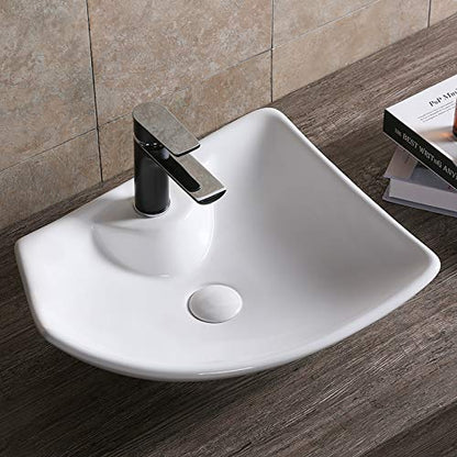 Art-of-Baan® Premium Waschbecken eckig - Hochglanz Aufsatzwaschbecken - Keramik-Becken für Waschtisch - Waschschale weiß - 485 x 385 x 140 mm