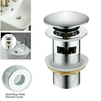 Pop-Up Ablaufventil 1 1/4" für Waschbecken mit/ohne Überlauf aus Edelstahl & Chrom in weiß, schwarz, silber