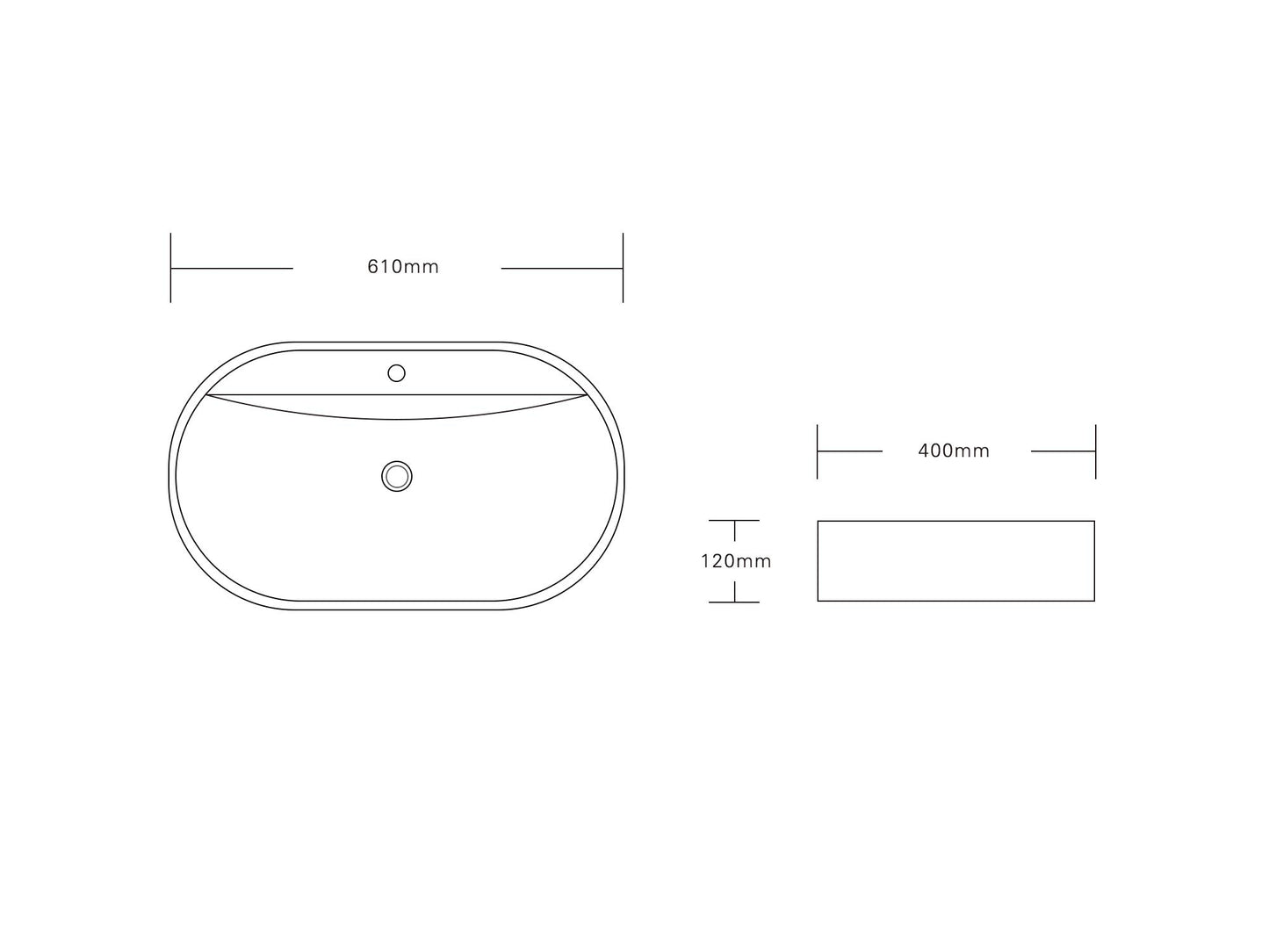 Art-of-Baan Premium Waschbecken oval - Hochglanz Aufsatzwaschbecken - Keramik-Becken für Waschtisch - Waschschale weiß - 610 x 400 x 120 mm