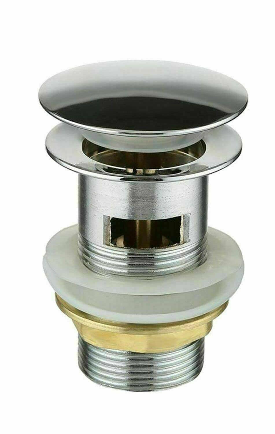 Pop-Up Ablaufventil 1 1/4" für Waschbecken mit/ohne Überlauf aus Edelstahl & Chrom in weiß, schwarz, silber
