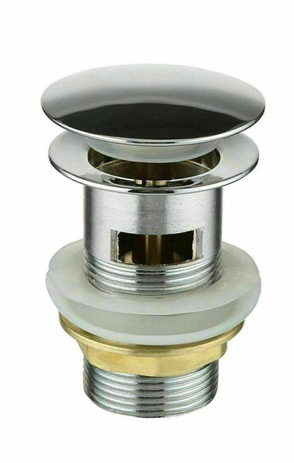 Pop-Up Ablaufventil 1 1/4" für Waschbecken mit/ohne Überlauf aus Edelstahl & Chrom in weiß, schwarz, silber