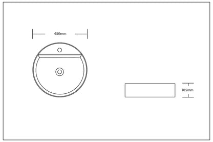 Art-of-Baan® Design Keramik Waschbecken mit Lotus-Effekt - hochglanz weiß - rund - 450 x 450 x 120 mm