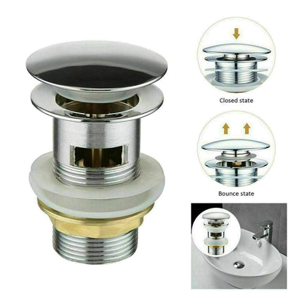 Pop-Up Ablaufventil 1 1/4" für Waschbecken mit/ohne Überlauf aus Edelstahl & Chrom in weiß, schwarz, silber