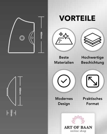 Art-of-Baan® Premium Waschbecken eckig - Hochglanz Aufsatzwaschbecken - Keramik-Becken für Waschtisch - Waschschale weiß - 485 x 385 x 140 mm