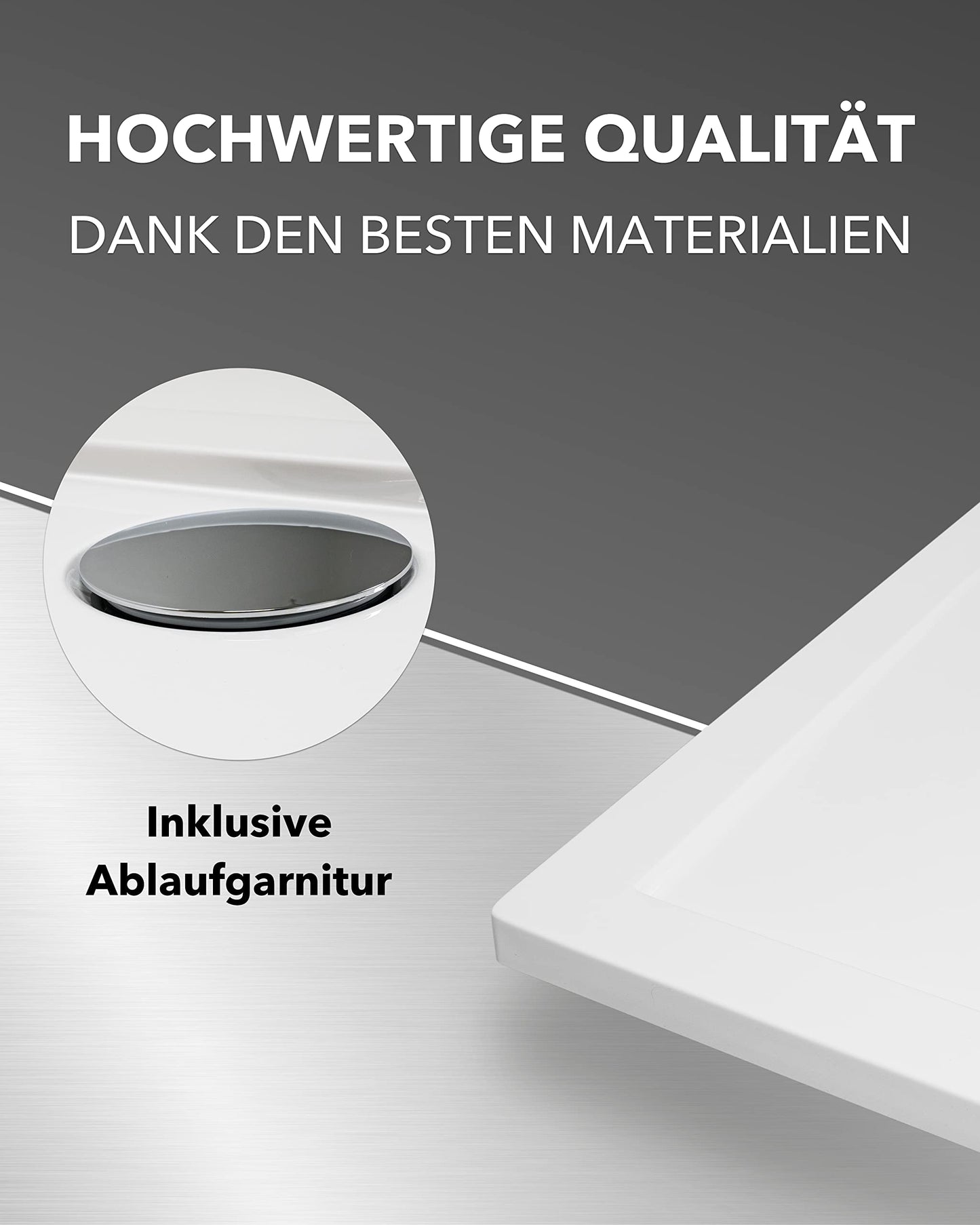 Art-of-Baan® Duschwanne 140x90 cm I Duschwanne aus Sanitär-Acryl I sehr flache Duschwanne I Duschtasse in Weiß I DIN Anschluss I kratz- & rutschfest I Duschwanne flach inkl. Ablaufgarnitur