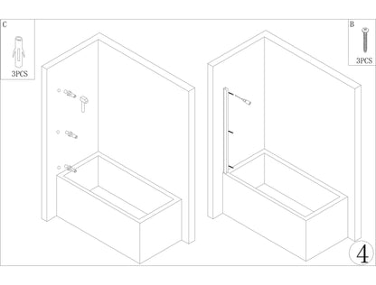 Art-of-Baan® Glas Duschwand für Badewanne - 140 x 90 cm - Sicherheitsglas