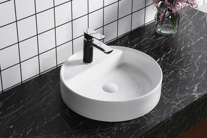 Art-of-Baan® Design Keramik Waschbecken mit Lotus-Effekt - hochglanz weiß - rund - 450 x 450 x 120 mm