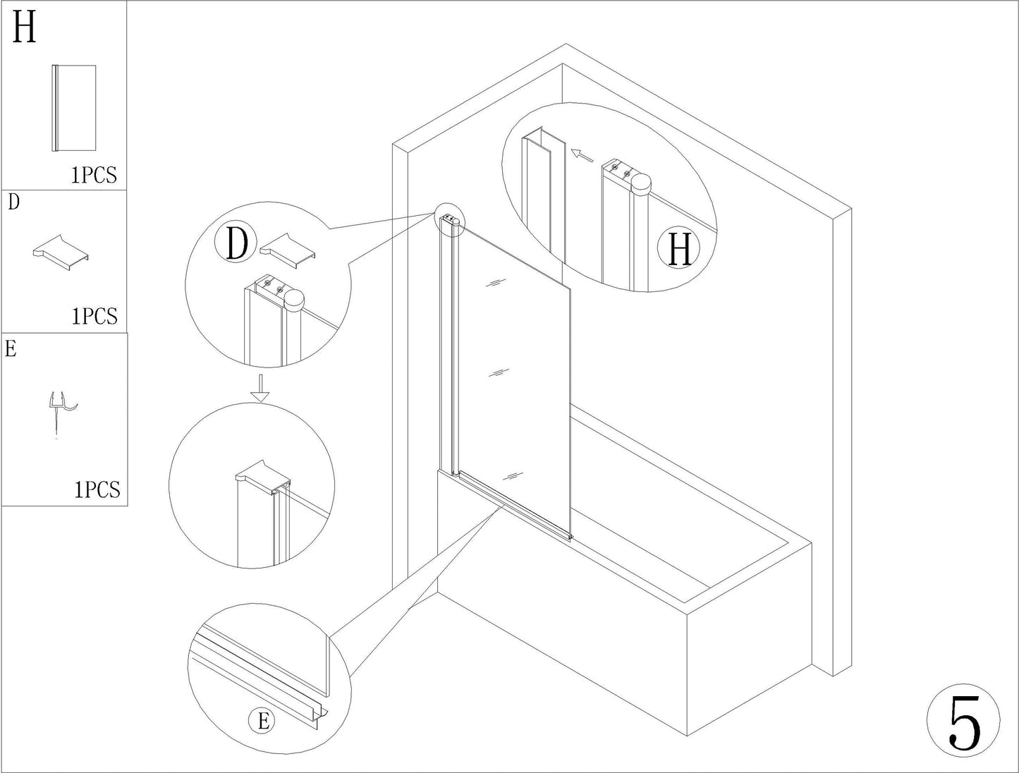 Art-of-Baan® Glas Duschwand für Badewanne - 140 x 90 cm - Sicherheitsglas