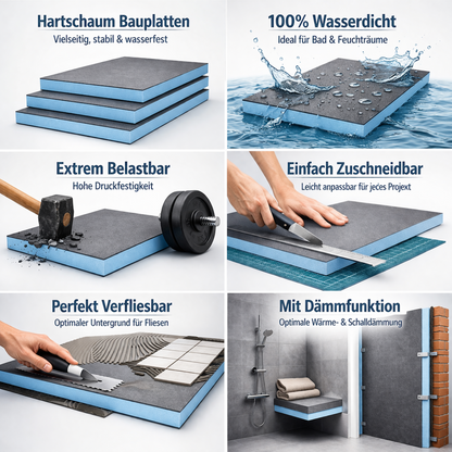 Hartschaumplatten aus Polysterol sind vielseitig stabil wasserfest zuschneidbar und gut verfliessbar