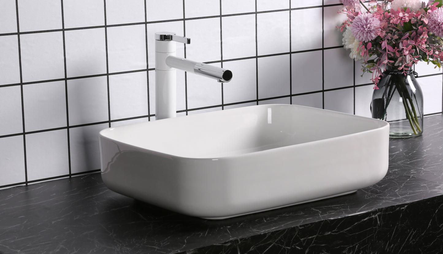 Art-of-Baan® Design Keramik Aufsatzwaschbecken - mit Lotus Effekt - weiß - 515 x 400 x 135