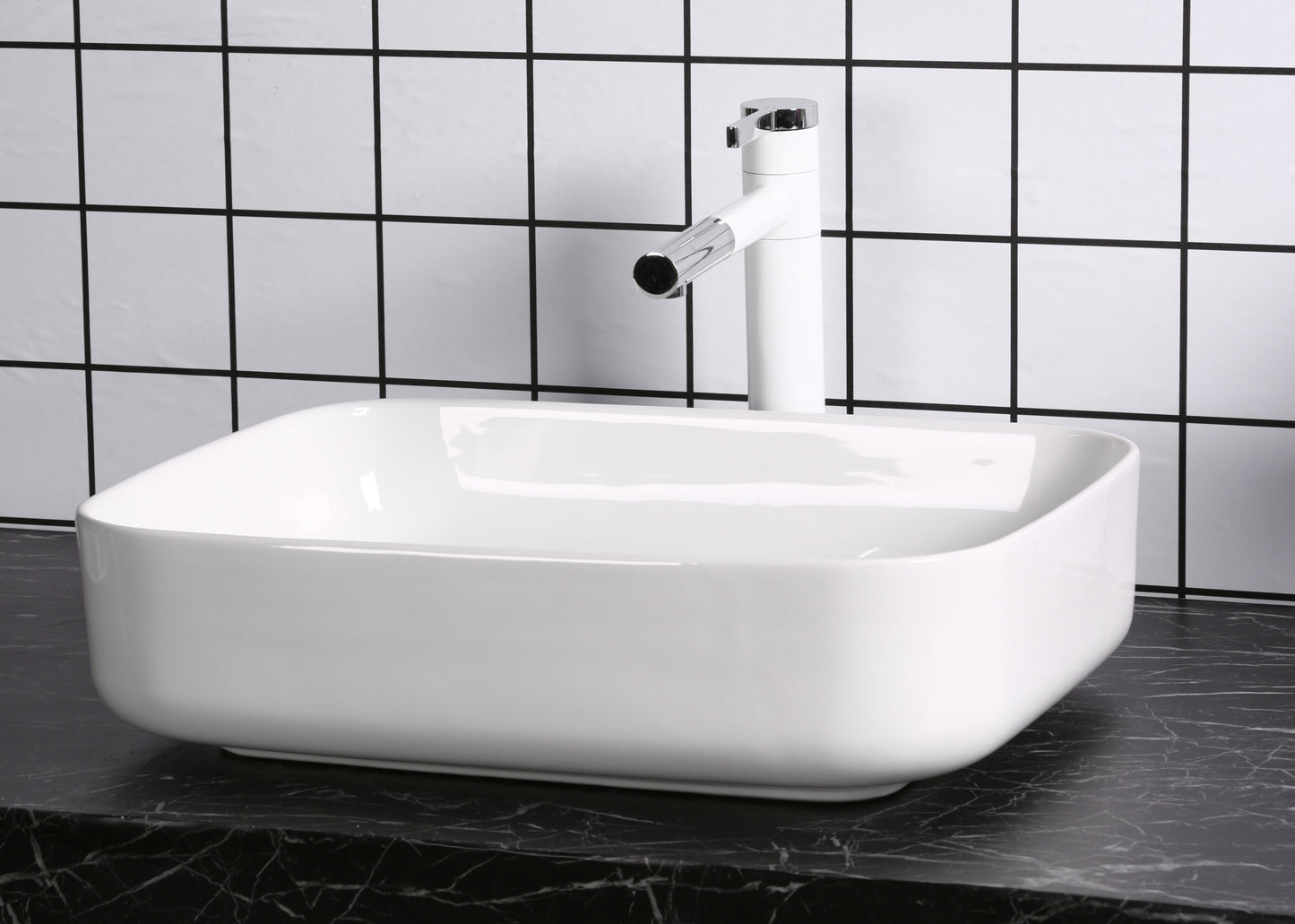 Art-of-Baan® Design Keramik Aufsatzwaschbecken - mit Lotus Effekt - weiß - 515 x 400 x 135