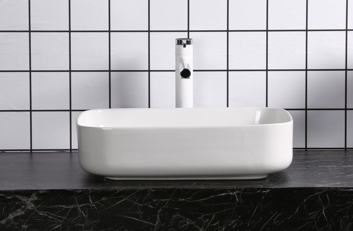 Art-of-Baan® Design Keramik Aufsatzwaschbecken - mit Lotus Effekt - weiß - 515 x 400 x 135