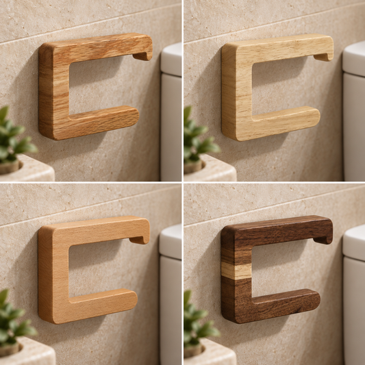 Toilettenpapierhalter aus Holz – WC-Rollenhalter für die Wand (ohne Bohren & zum Schrauben)