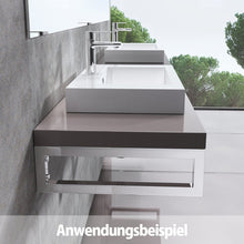 Art of Baan Waschtisch-Halterung I Wandkonsole für Waschbecken oder Waschtischplatte I Handtuch-Halter aus Messing I zweiteiliger Waschbecken-Träger je 44 x 22 cm I stabiler Regal-Träger Silber