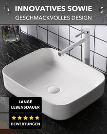 Art-of-Baan® Design Keramik Aufsatzwaschbecken - mit Lotus Effekt - weiß - 515 x 400 x 135
