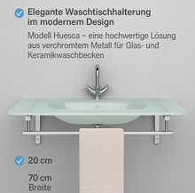 Art of Baan Waschtisch-Halterung I Wandkonsole für Waschbecken oder Waschtischplatte I Handtuch-Halter aus Messing I Waschbecken-Träger 46x70x20 cm I stabiler Regal-Träger Silber