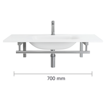 Art of Baan Waschtisch-Halterung I Wandkonsole für Waschbecken oder Waschtischplatte I Handtuch-Halter aus Messing I Waschbecken-Träger 46x70x20 cm I stabiler Regal-Träger Silber