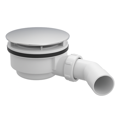 Ablaufgarnitur Dusche 90 mm – Duschablauf mit Siphon & Anschlussbogen | inkl. Chrom Deckel für Duschwanne / Duschtasse
