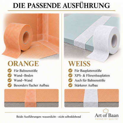 Vergleich der Abdichtungsbänder für Bahnenstöße, Wandanschlüsse und Bauplattenstöße