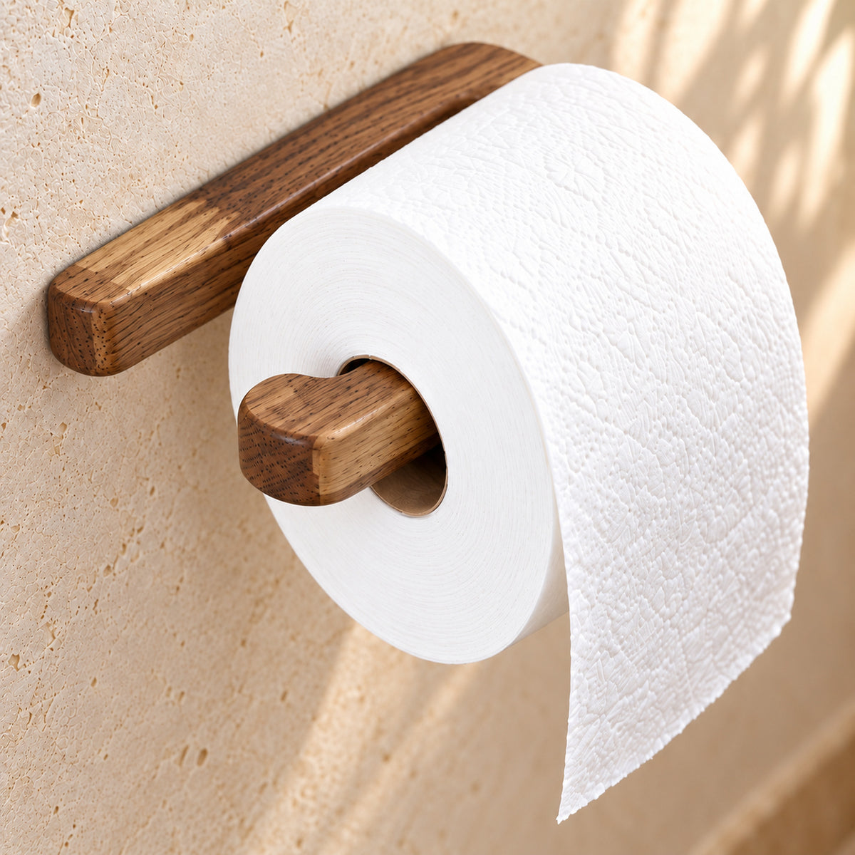 Toilettenpapierhalter aus Holz – WC-Rollenhalter für die Wand (ohne Bohren & zum Schrauben)