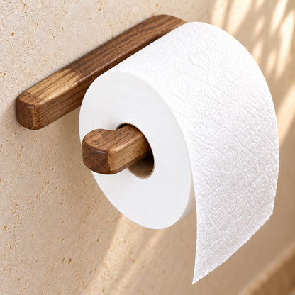 Toilettenpapierhalter aus Holz – WC-Rollenhalter für die Wand (ohne Bohren & zum Schrauben)