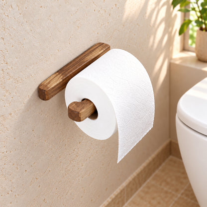 Toilettenpapierhalter aus Holz – WC-Rollenhalter für die Wand (ohne Bohren & zum Schrauben)